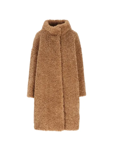 Herno shearling-texture single-breasted coat Brown GC000610D12421