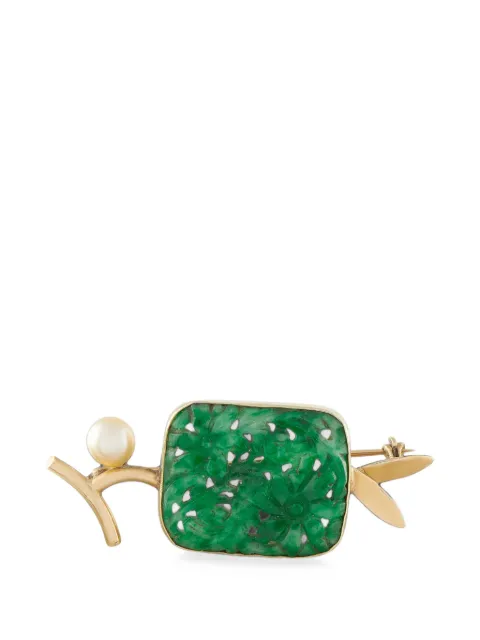 LB Exclusive jade and pearl brooch Gold MF26080426