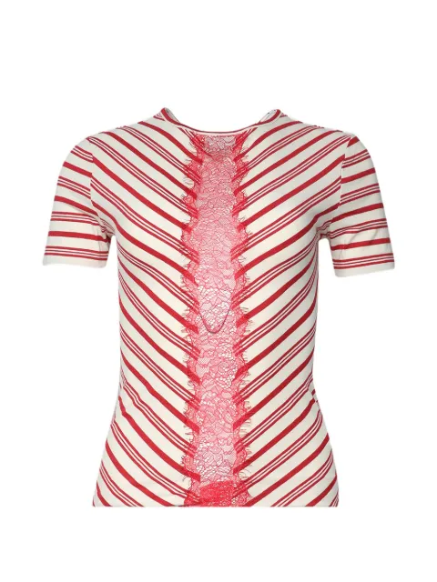 Christopher Esber Mavis lace-trimmed striped T-shirt White 26021656