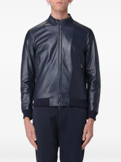 XC leather bomber jacket Blue LUCIANOOXFORDBLU