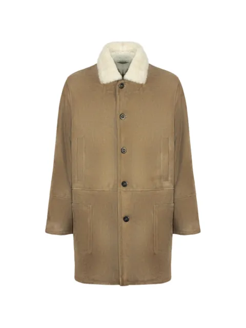 VOLFAGLI Davin fur-collar suede coat Brown DAVINCICORDA