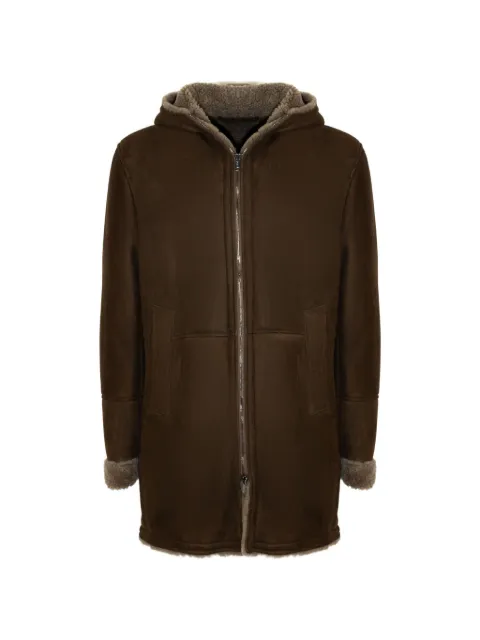 VOLFAGLI hooded fur-trimmed coat Brown CARUSOTORTORA