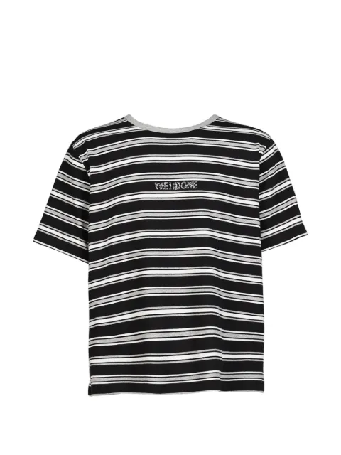 We11done rhinestone-embellished striped T-shirt Black WDTT126750UBKTOPBLK