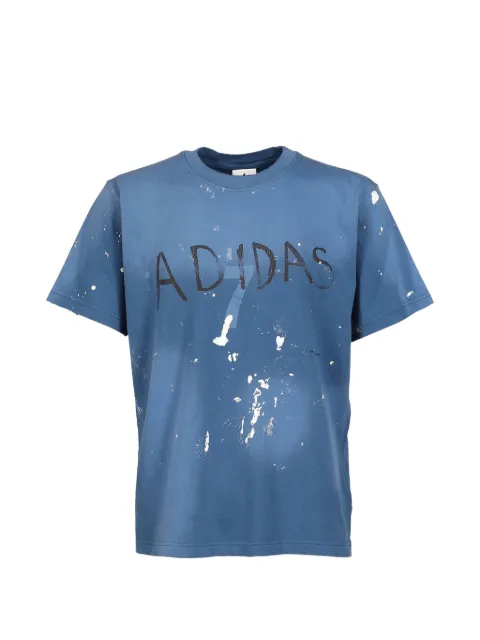 Song For The Mute x Adidas Originals paint-splatter logo-print T-shirt Blue RT066KS1341