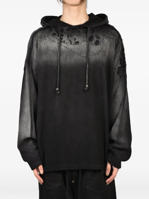Glass Cypress destroyed cropped hoodie Black 6012612021BLK