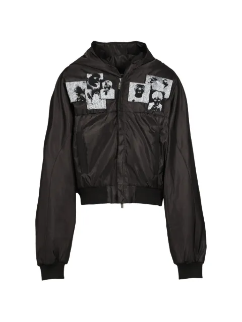 RRR123 Mentalists patch-detail hooded bomber jacket Black MENTJK00