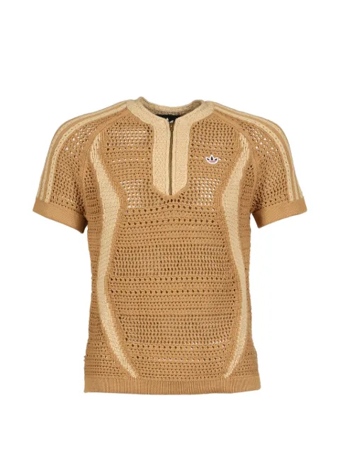 adidas x Clot half-zip knitted polo shirt Brown RM204KE7069
