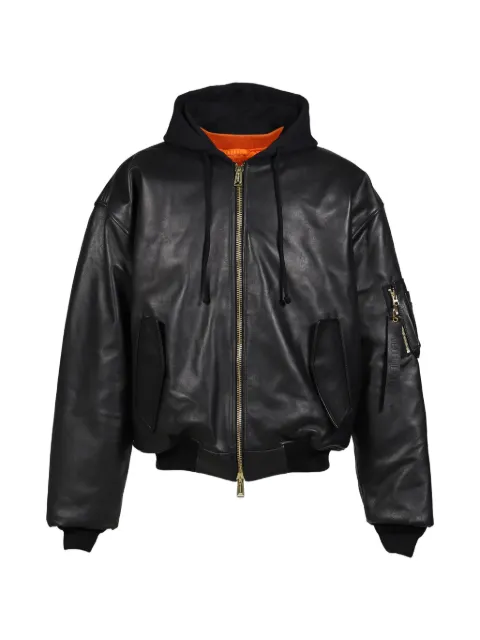 VETEMENTS hooded reversible leather bomber jacket Black ME76LB001BLK