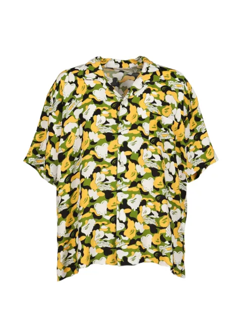 Emotionally Unavailable x Bape camo-print logo-print shirt Green EUMK80000C02