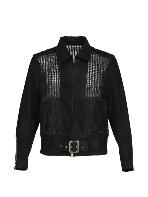 Black Means belted mesh jacket Black 94581GJ4491BLK