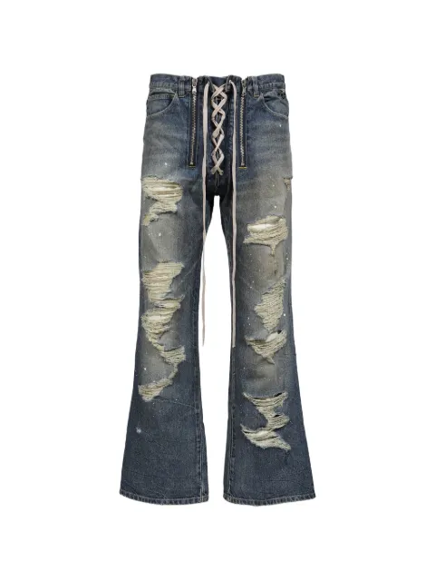 JUN/NAKAYAMA distressed wide-leg jeans Blue JNSS26013