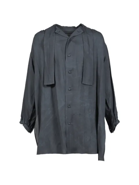Yohji Yamamoto washer-finish gathered shirt Black HKB132251S26