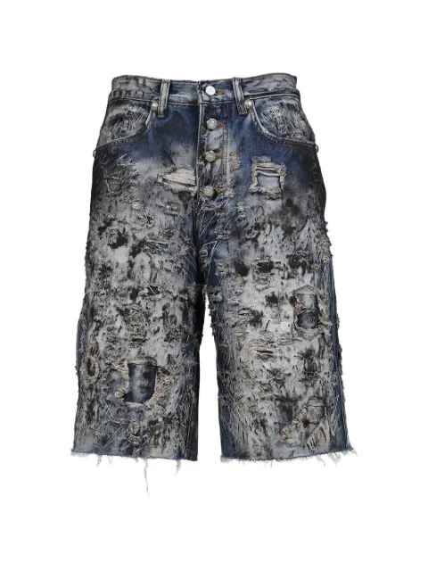 THUG CLUB hard-washed destroyed shorts Blue TC26PT1201BLU