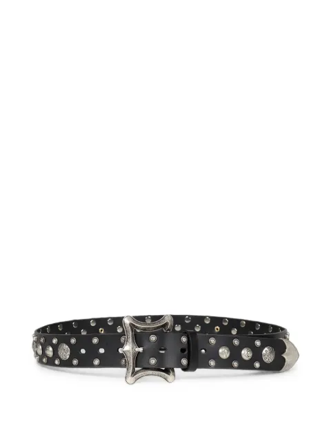 THUG CLUB Dragon stud-embellished leather belt Black TC24AC0701BK