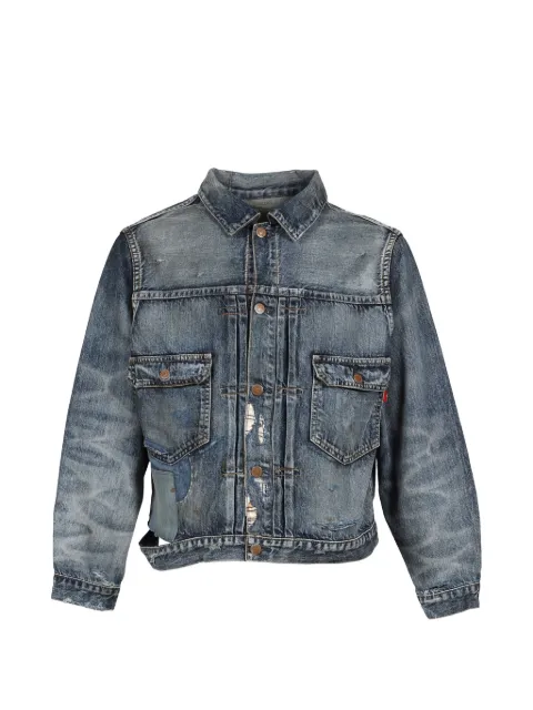 Anachronorm patchwork distressed denim jacket Blue AN432R