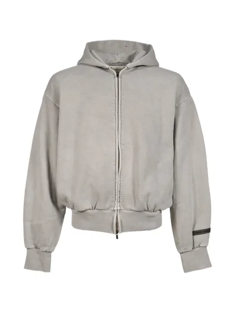 ESSENTIALS logo-embroidered zip-up hoodie Grey 192HO254781FSMOKEGRY