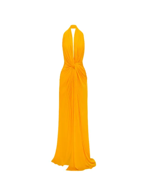 Alex Perry halterneck twist-detail maxi dress Orange D1778PF26