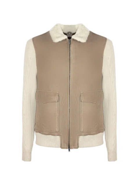 VOLFAGLI Arena cable-knit suede jacket Neutrals ARENAGLACE