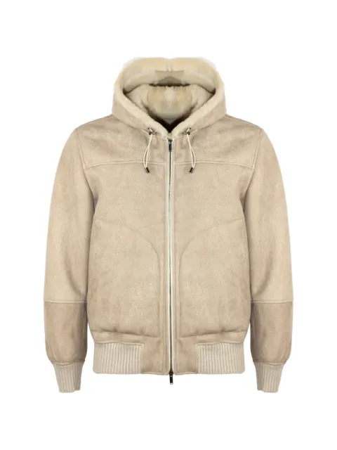 VOLFAGLI suede hooded jacket Neutrals SAVILLESPAGO