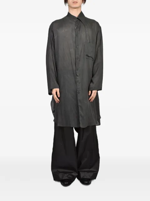 Yohji Yamamoto asymmetric-collar long shirt Black HKB652311S26
