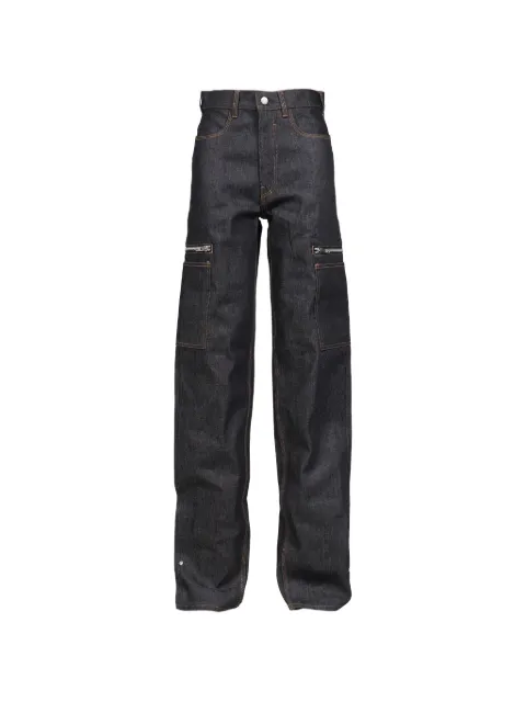 Matthew Williamson raw zip-pocket cargo pants Blue MZPCRGDNMRAWBLU