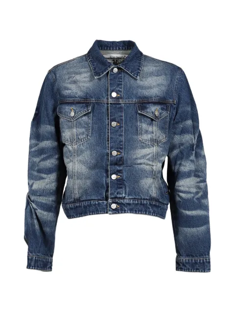 Natasha Zinko treated cropped denim jacket Blue RS26NZ402DENIMDARKWASH