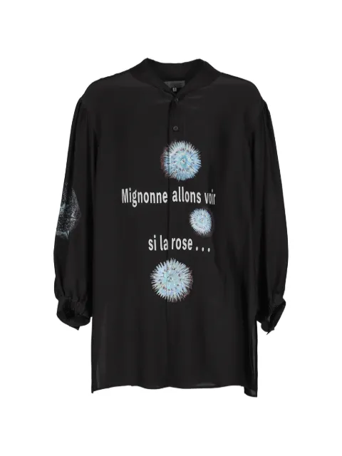 Yohji Yamamoto Sea print silk shirt Black HKB524501S26