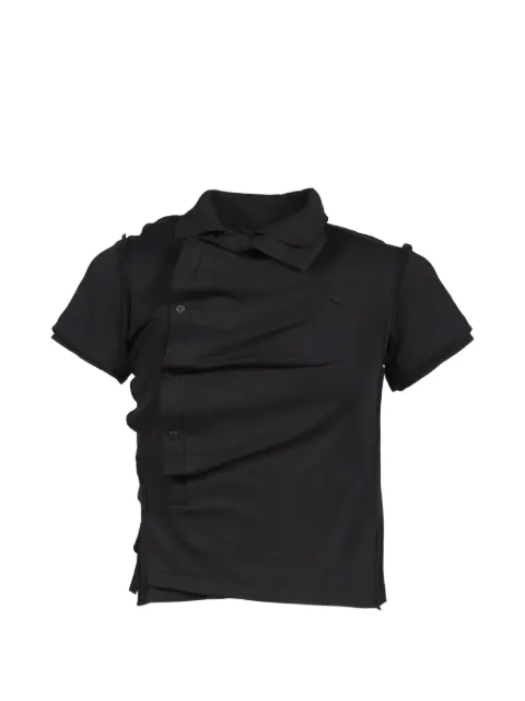 Natasha Zinko shrunken double-collar polo shirt Black RS26NZ202101BLK