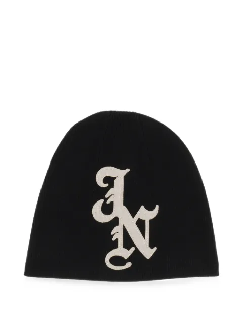 JUN/NAKAYAMA logo-patch ribbed beanie hat Black JNSS26ACC001BLK