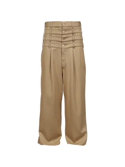 3.PARADIS Four-waist pleated tailored trousers Neutrals P004SS2619WOOLGABARDINEBEI