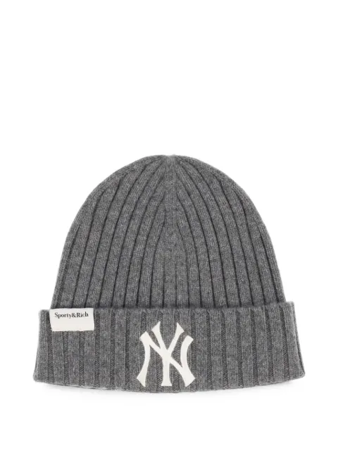 Sporty & Rich x NY Yankees Heritage Serif beanie hat Grey 32SR09AC066610675DARKGRY