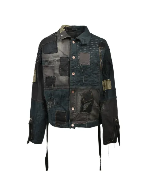 D HYGEN patchwork distressed denim jacket Black ST1040126S