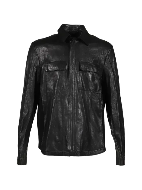 SAN263-1 flap-pocket leather jacket Black SANSS260102