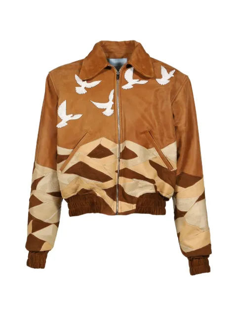 3.PARADIS Travelers patchwork leather jacket Brown J034SS2672LEATHERBEI