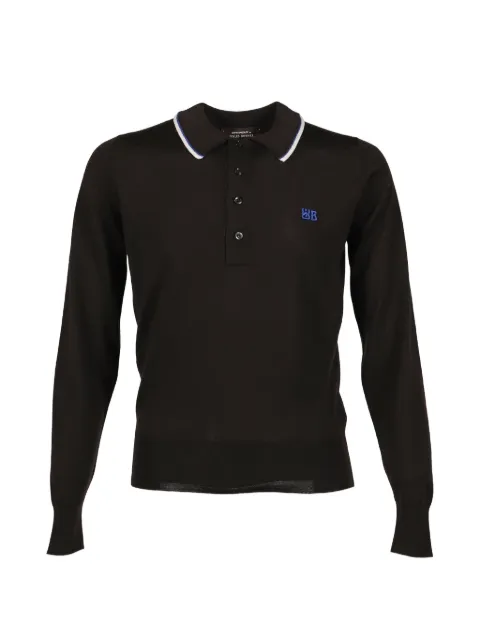 Wales Bonner embroidered-logo polo sweater Brown US26KNS4875WO04