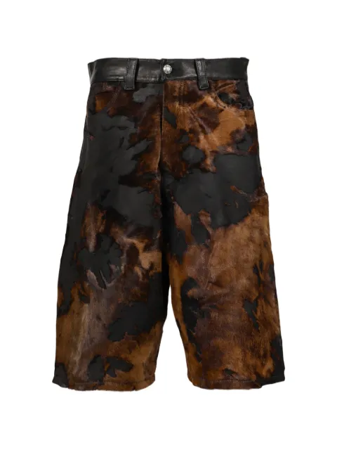 Earthling Collective Predator pony-hair leather shorts Brown PREDATORPT