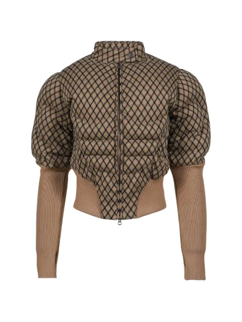 NΦ DRESS plaid puffer jacket Brown RUN20
