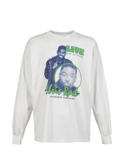Earthling Collective Chris Rock vintage graphic-print long-sleeve T-shirt White EL12