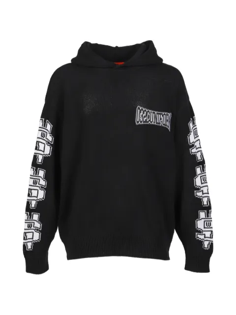 032c One Dollar Bill jacquard-knit logo-patch hoodie Black F25URK0621BLK