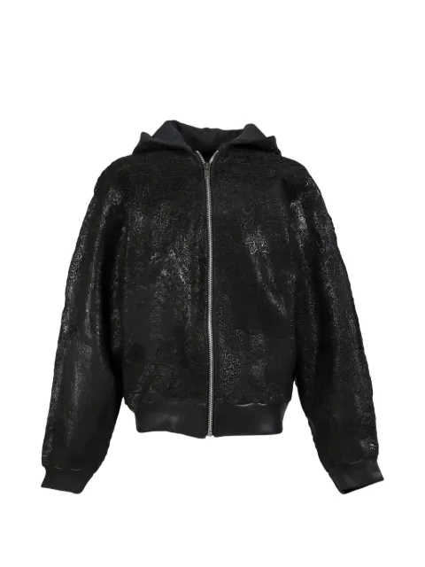 Earthling Collective floral-embellished coated jacket Black SMOG1