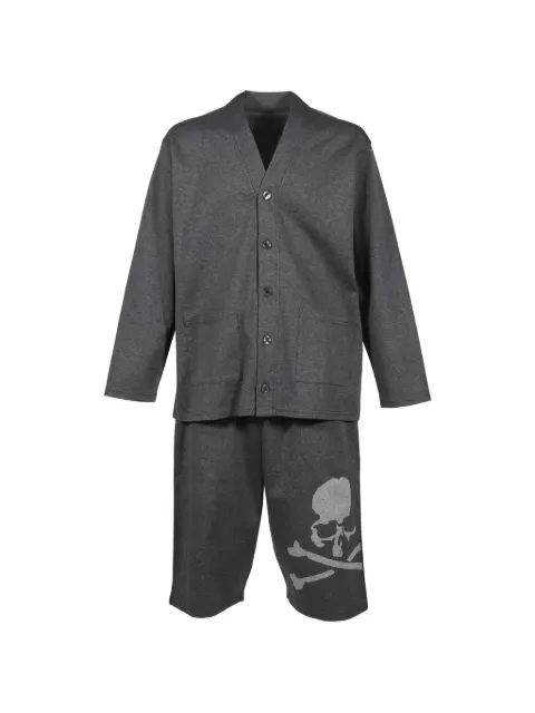Mastermind World logo-embroidered lounge cardigan and shorts set Grey MW26SE1PJ002