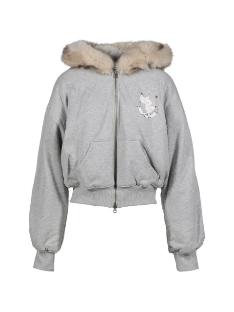 NΦ DRESS faux-fur trim studded hoodie Grey RUN18GRY