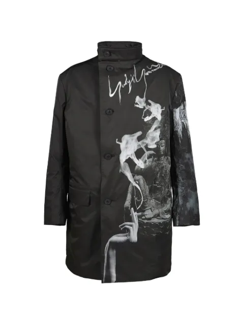 Yohji Yamamoto Smoking Gothic graphic-print button-up jacket Black HLJ148291