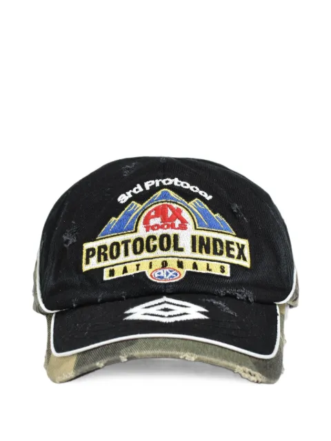 PROTOCOL INDEX distressed-effect camouflage-panel cap Black PI25AWMA01BLK