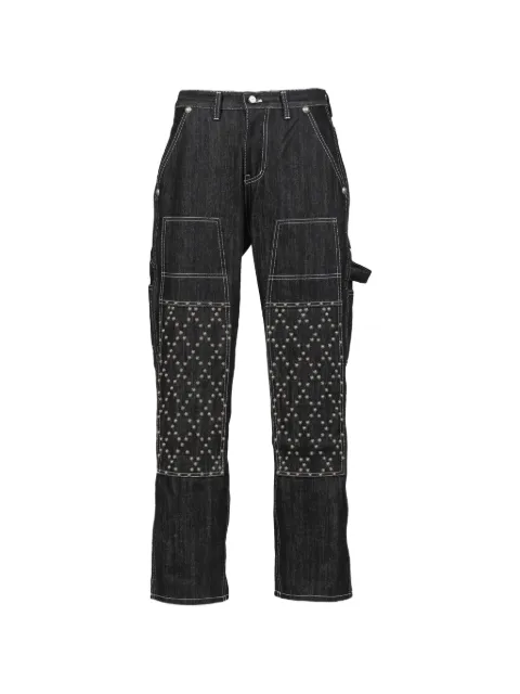 THUG CLUB studded double-knee jeans Black TC25PT2702BLK