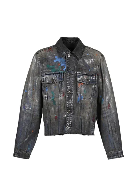 We11done painted-detail denim jacket Black WDDJ225313U