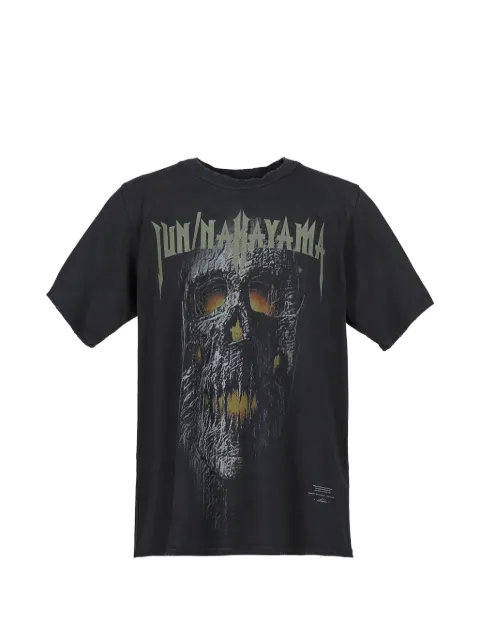 JUN/NAKAYAMA Skull graphic-print washed T-shirt Black JNSS25001