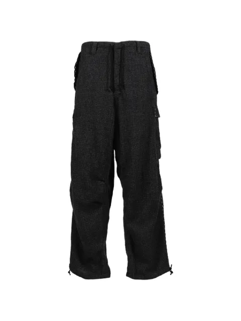 Y's houndstooth-pattern hand-stitched cargo pants Black YFA250000010
