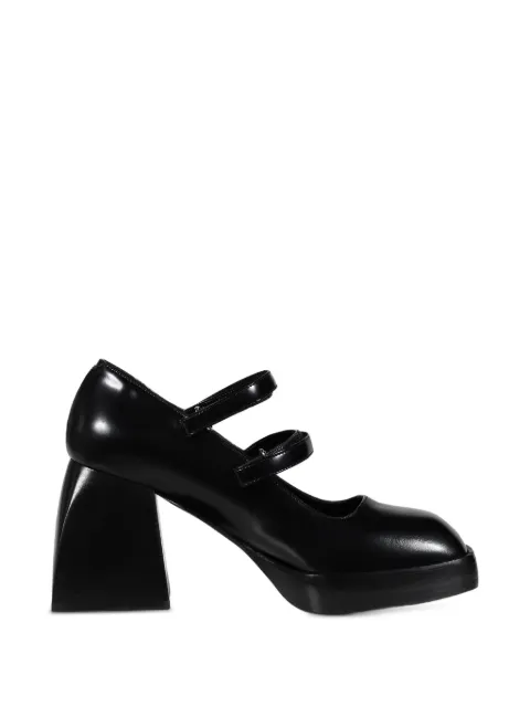 Nodaleto Bulla Babies touch-strap leather heeled lace-up shoes Black NO44060ABLK