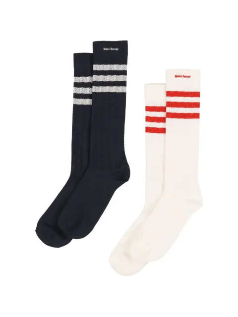 adidas crochet-knit striped socks (set of two) White TQ310